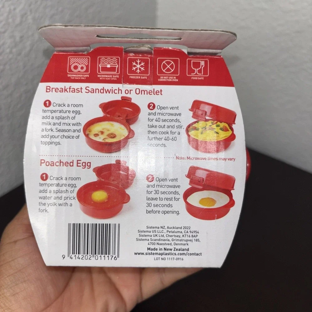 Sistema Microwave Cookware Easy Eggs, Red, 9.16 Oz/271‎ ml